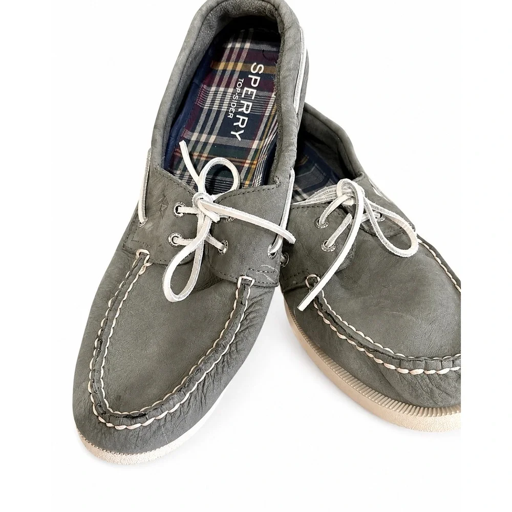 Sperry TopSider Mens Authentic Original 2Eye Grey Leather Boat Shoes STS22797 13